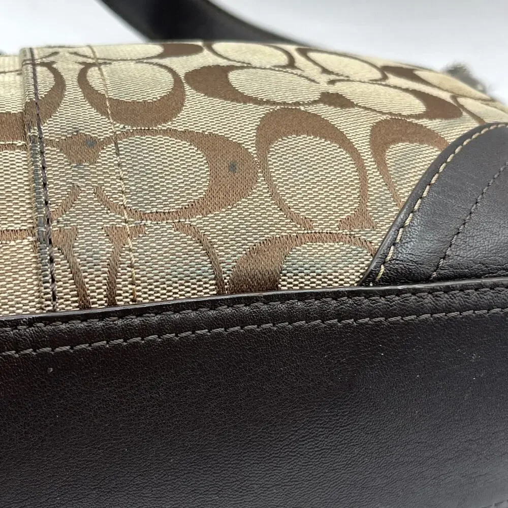 Vintage Y2K Coach Brown Beige Logo Shoulder Bag Silver Hardware F13012 ASIS RARE